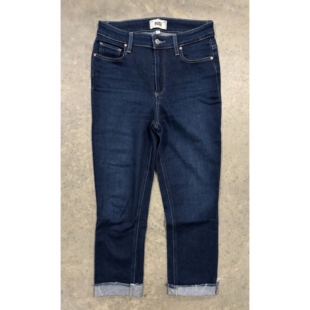 Paige Cindy Crop Denim Jeans Size 27 Dark Wash Raw Hem Premium